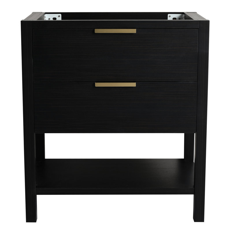 Meuble-lavabo autoportant en châtaignier noir, contreplaqué 30 po avec armoire de meuble-lavabo 2 tiroirs, fermeture en douceur