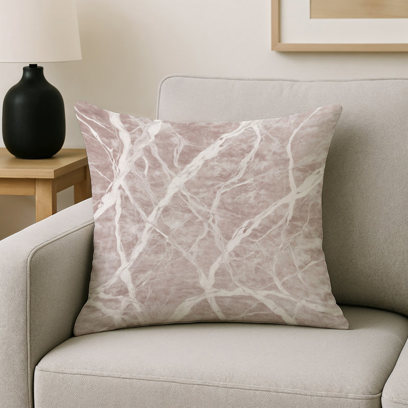 Coussin décoratif intérieur / extérieur gris Modern Modern, Carré 18 po, Gris / beige / brun abstrait 6