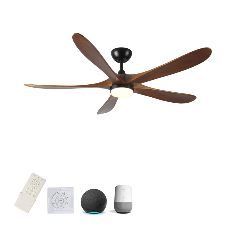 5 Blade Solid Wood 52 Inch Ceiling Fan Light