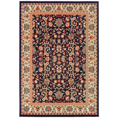 Tapis d'intérieur / extérieur à motif floral noir Kulik