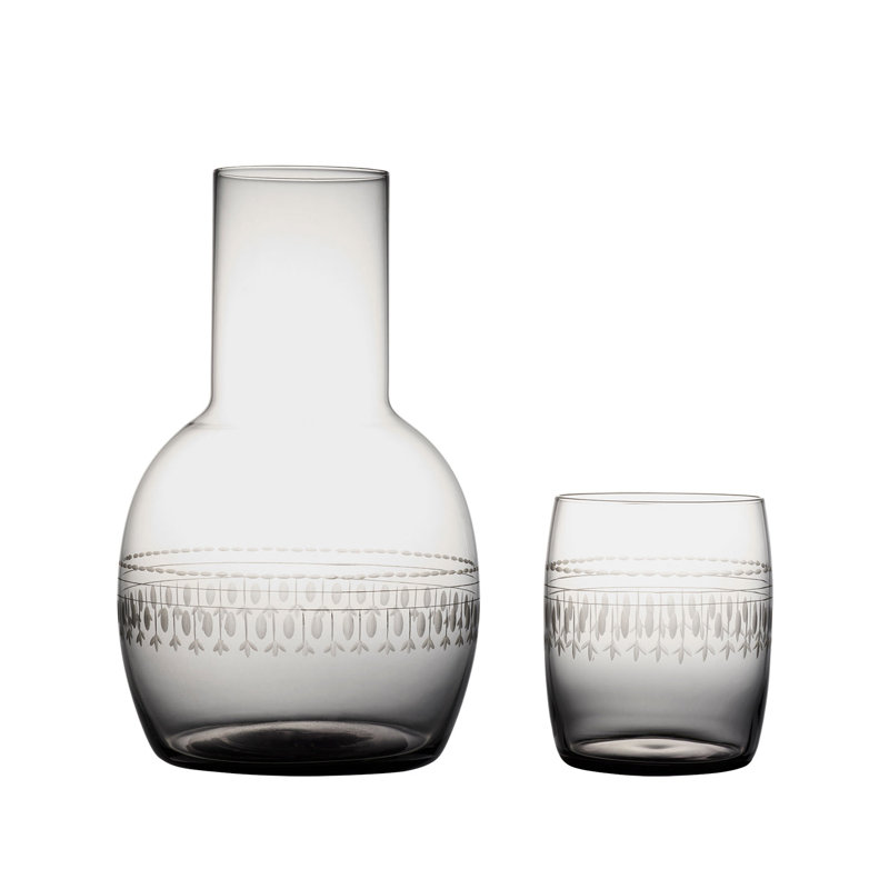 2 - Piece Crystal Carafe Set, Clear/Black