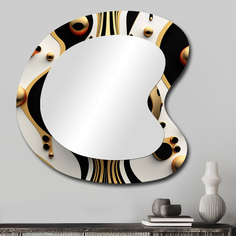 Gabelus Golden Dew - miroir décoratif géométrique asymétrique, miroir mural moderne de forme libre, impression d'art en métal