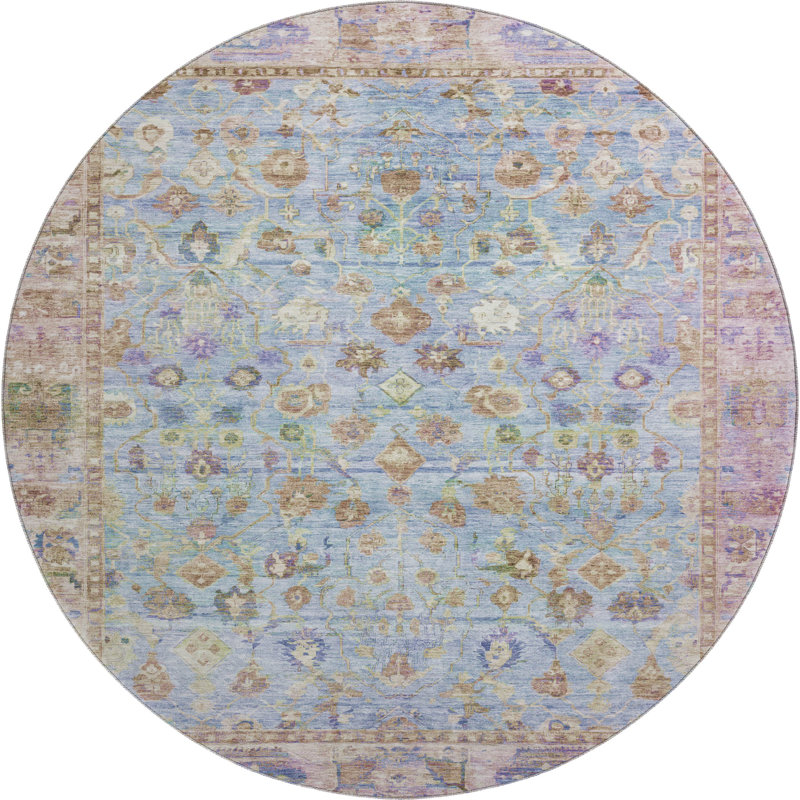 Premium Machine Washable Maag AMF1772 Global Rug, Round 8'