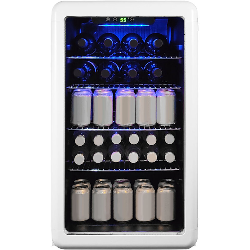 3,4 pi³ Réfrigérateur à boissons rétro, blanc, Blanc
