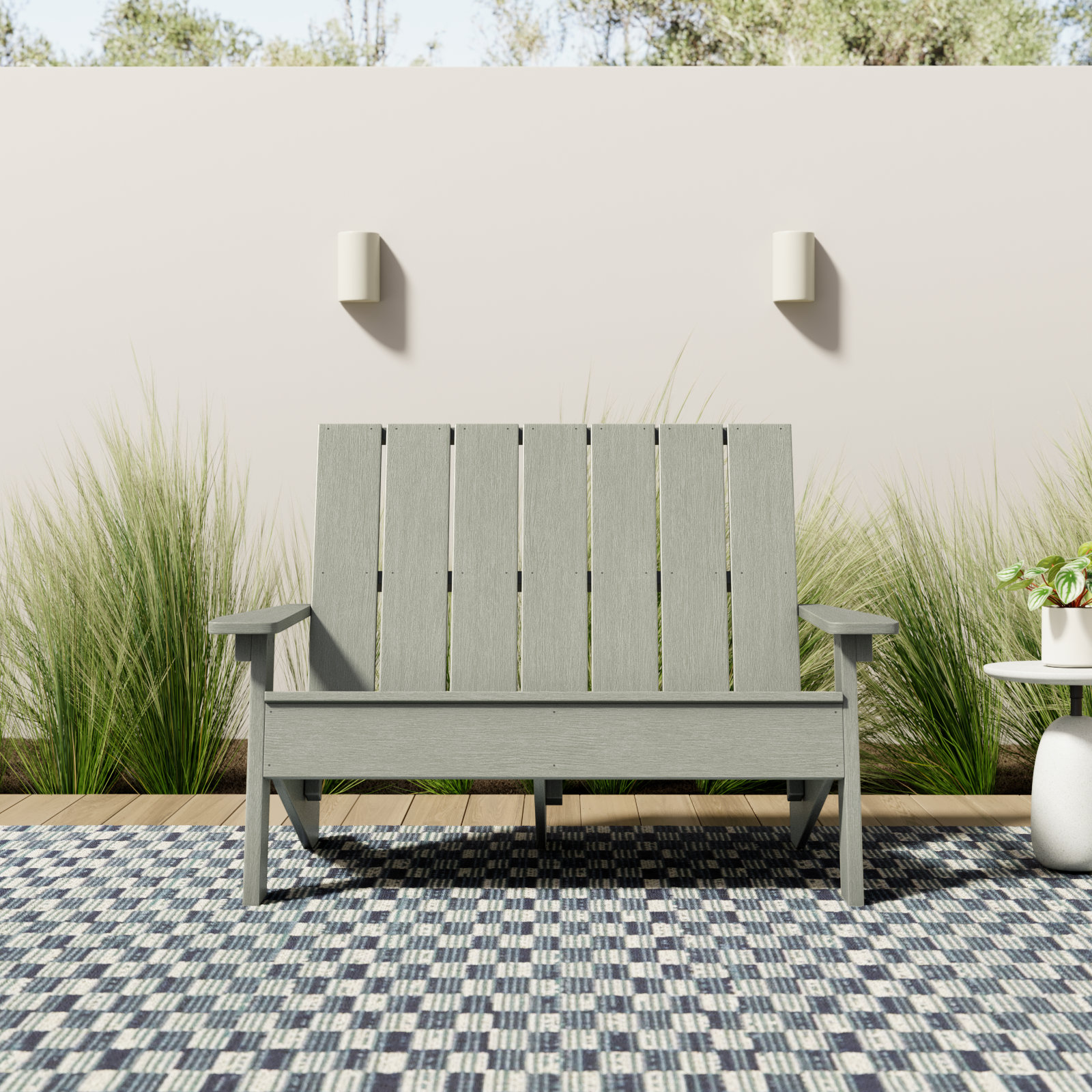 Byrnes Recycled Plastic Double Adirondack Loveseat, Eucalyptus