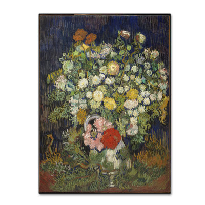 Art mural sur toile tendue - "Bouquet de fleurs dans un vase" de Van Gogh pour décor de salon, de chambre à coucher ou de bureau - 35 x 47