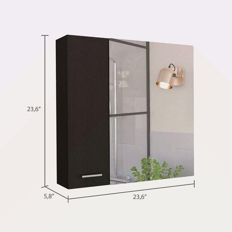 Pharmacie, quatre tablettes internes, porte double, Noir