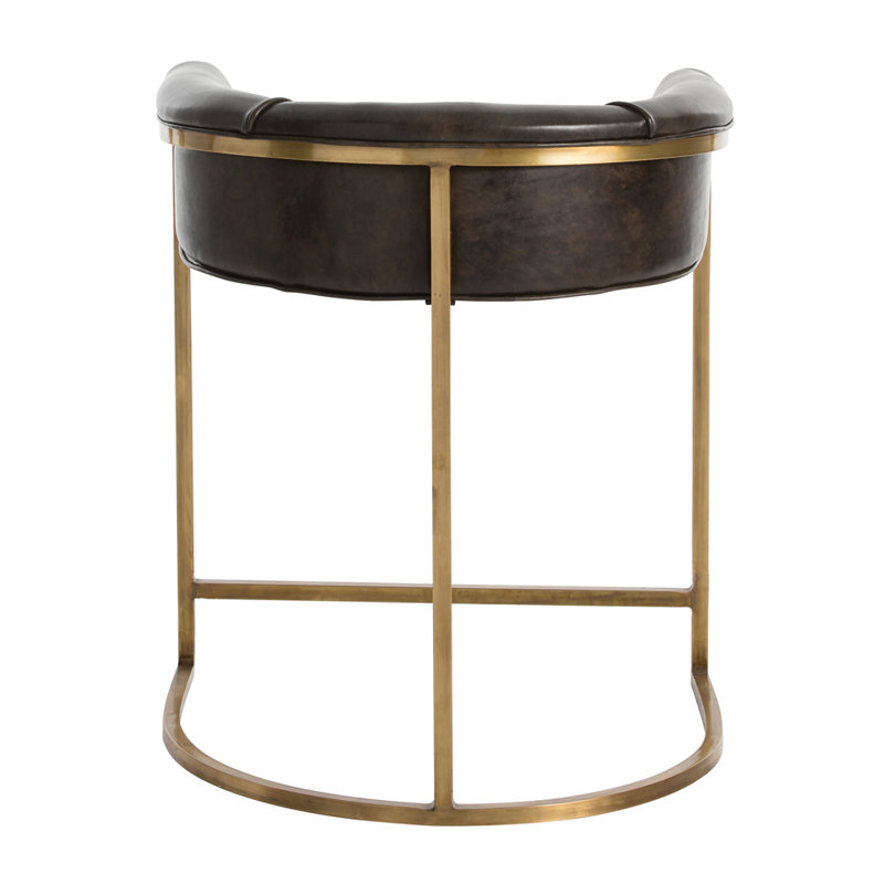 Calvin Upholstered Counter Stool with Metal Frame, Counter Stool (25" Seat Height), Silver, Brown