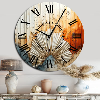 Radiant Desert Sunburst - Horloge murale surdimensionnée en métal de style milieu du siècle