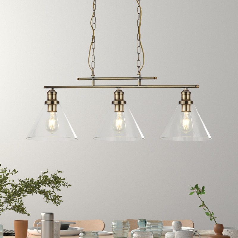 Annmarie 3-Light Kitchen Island Chandelier, Antique Brass