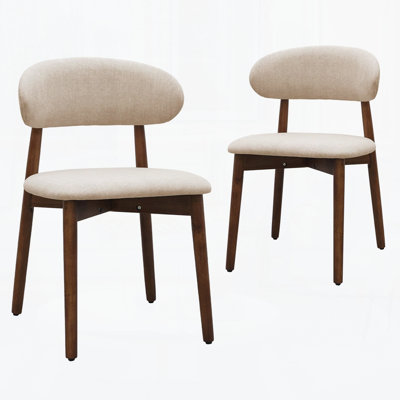 Flannelette Upholstered Dining Chair with Solid Wood Legs Armless Chair for Kitchen Restaurant Living Meeting Room (Set of 4)