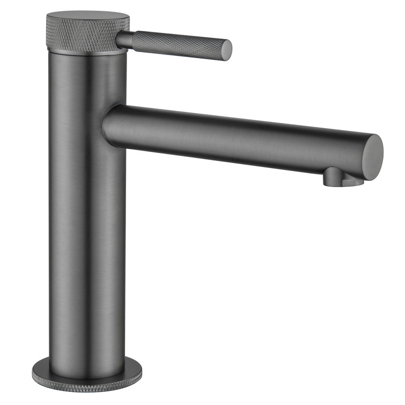 Solid Brass Single Lever Handle Single Hole Bathroom Sink Faucet, Gun Gray