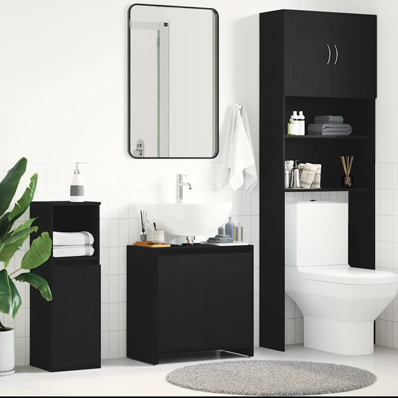 Shanitha Bathroom Cabinet, Black Oak