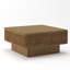 Table basse 31,52 "carrée en rotin + corde de chanvre avec rangement réglable