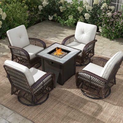 Tucci Premium All-Weather Wicker 4 - Person Patio Conversation Sets with Cushions