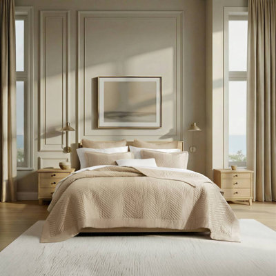 Ensemble de courtepointe en coton 3 pièces très grand avec taies décoratives assorties
