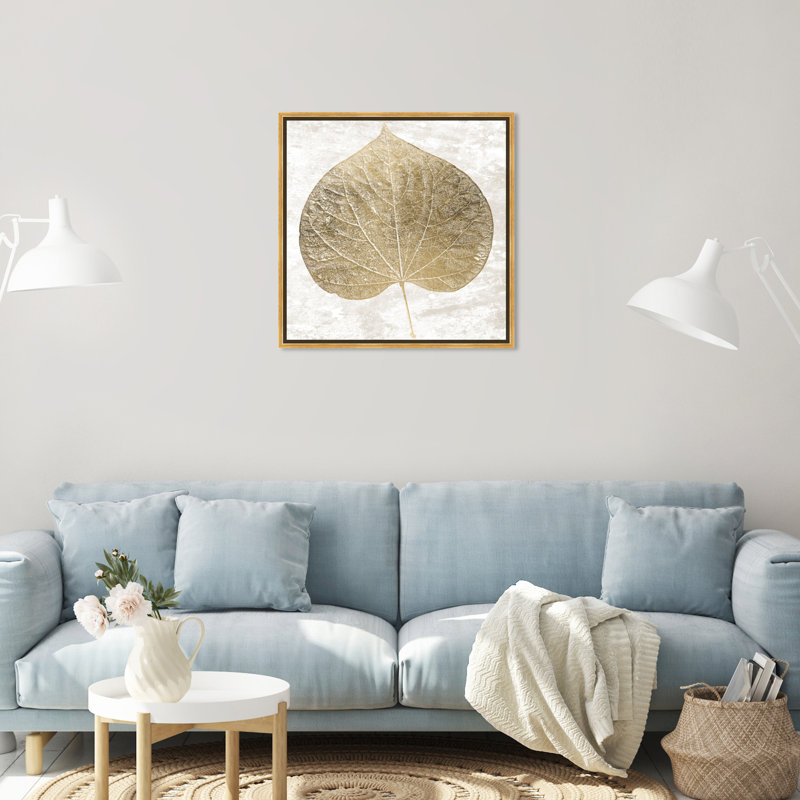 «Cercis Gold Leaf - Floater», impression encadrée sur toile, H 24 po x l 24 po, Cadre flottant doré