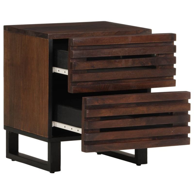 40 cm W Steel Bedside Table, Brown