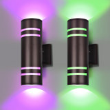 Smart Outdoor Wall Lights With Colour Changing RGB+White, Wifi App Control, Dusk To Dawn Sensor, Modern Cylinder Design For Porch, Garden, And Entryway