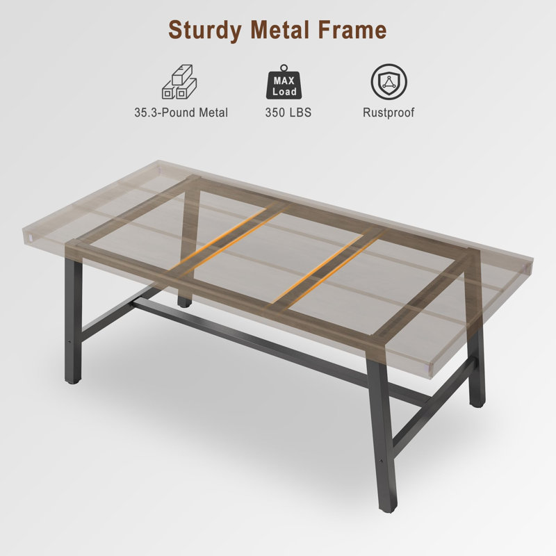 Table de salle à manger de 63 po pour 4-6 personnes, table de cuisine avec structure en métal robuste, comptoir rectangulaire pour le dîner, cuisine, salle à manger (gris, 63 po non extensible)