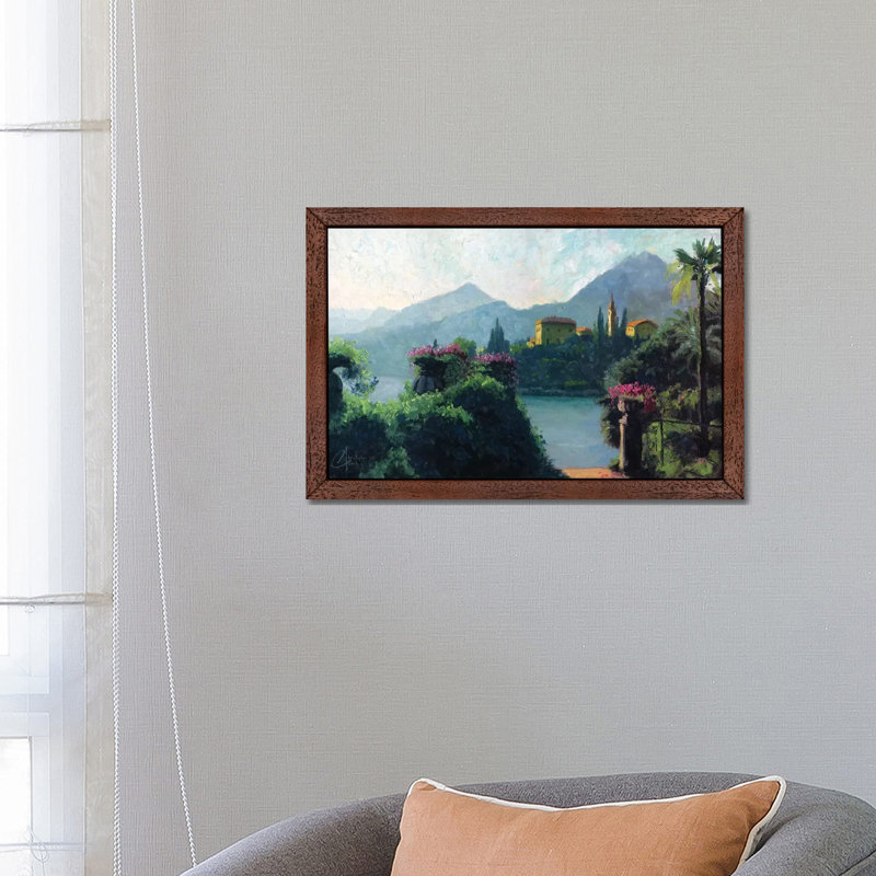 Lake Como, Italy - Wrapped Canvas Painting, 66.04 cm H x 45.72 cm W, Brown Framed