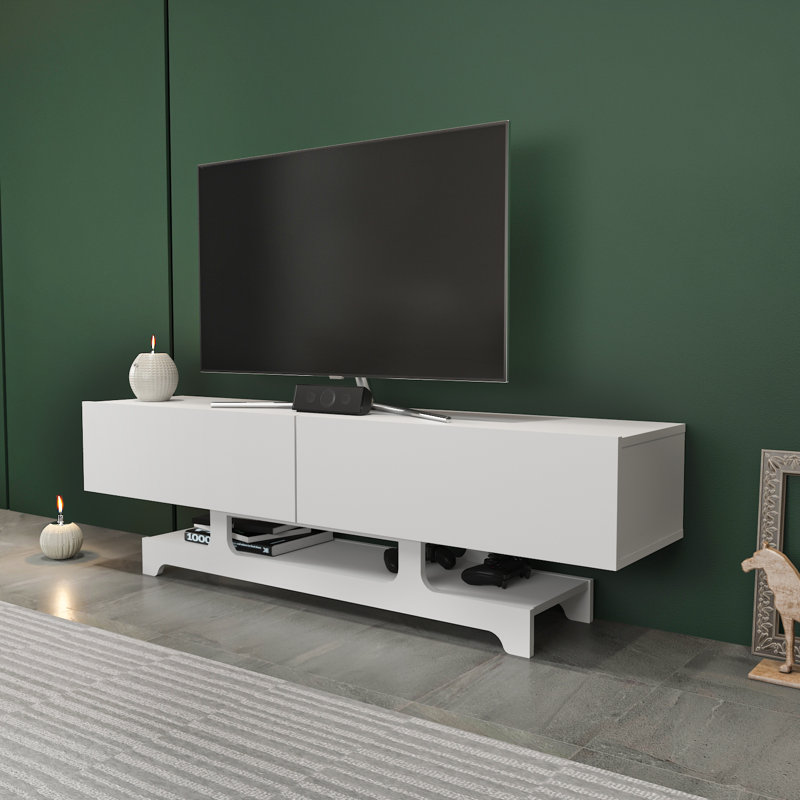 Meuble télé 63 po pour téléviseur de 75 po ou moins Ayad, Blanc
