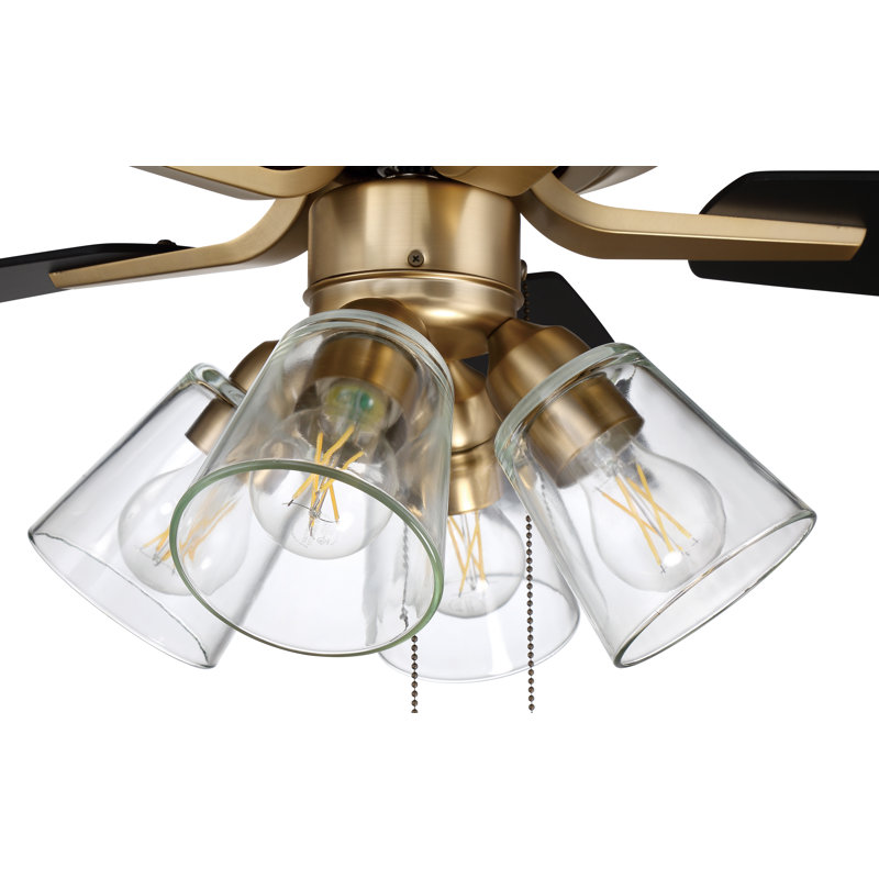 Satin Brass 52'' Ceiling Fan with Reversible Black Walnut Blades