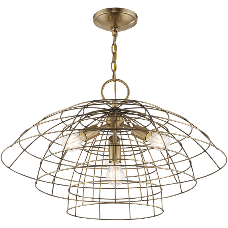 Miyo 4 - Light Chandelier, Antique Brass