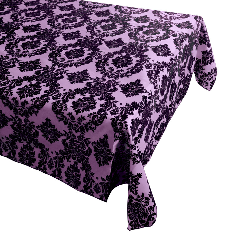 Damask Tablecloth, 48" x 48", Black/Lavender