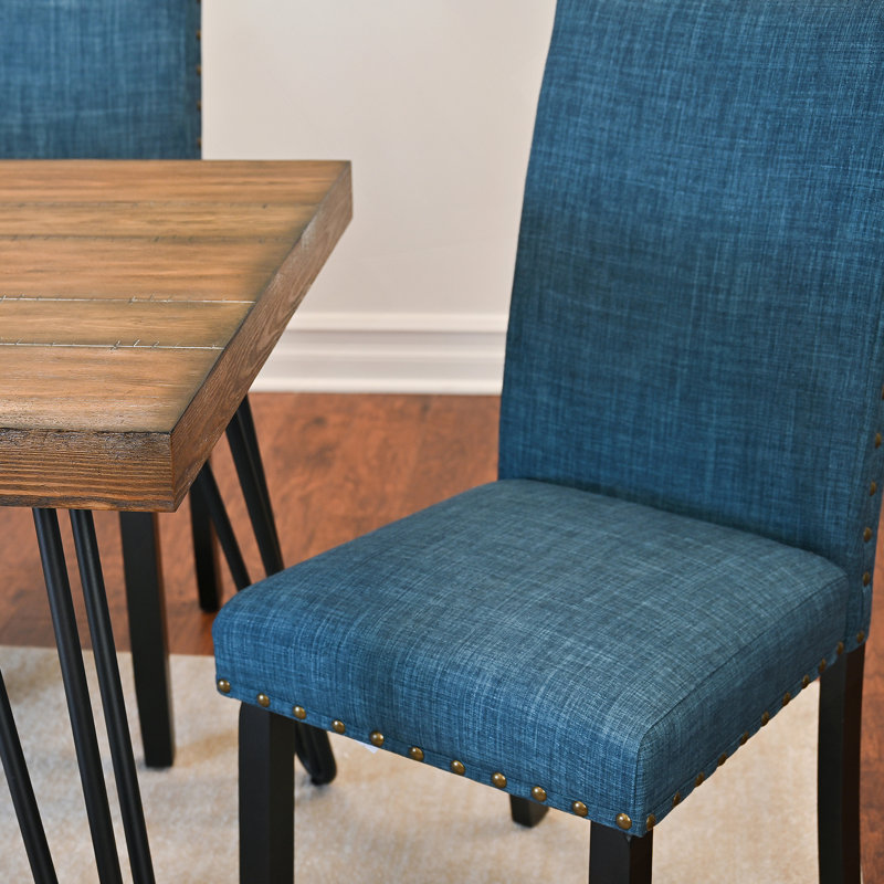 Ensemble de salle à manger 7 pièces, table à manger en épingle à cheveux avec 6 chaises, 3 options de couleurs, Bleu