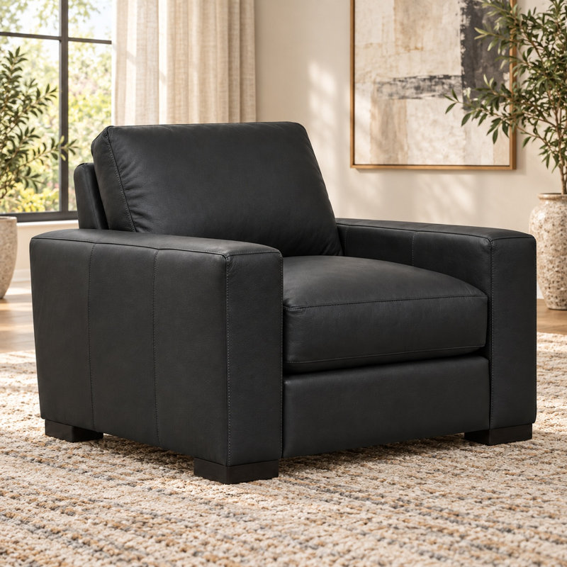 Rocket Luxury 100% Top Grain Leather Chair, Made to Order, Berkshire Onyx