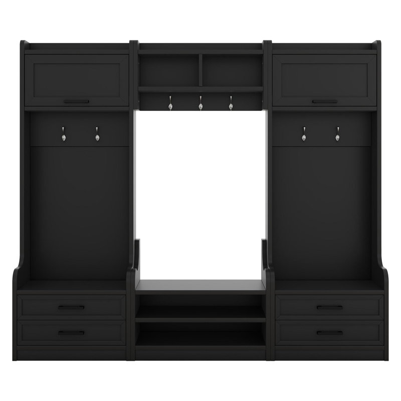 4-in-1 Detachable Hall Tree with Storage and 7 Hooks, Multiple Functions Hallway Coat Rack with Storage Drawers and Cabinet,  Shoe Bench for Entryway Hallway
