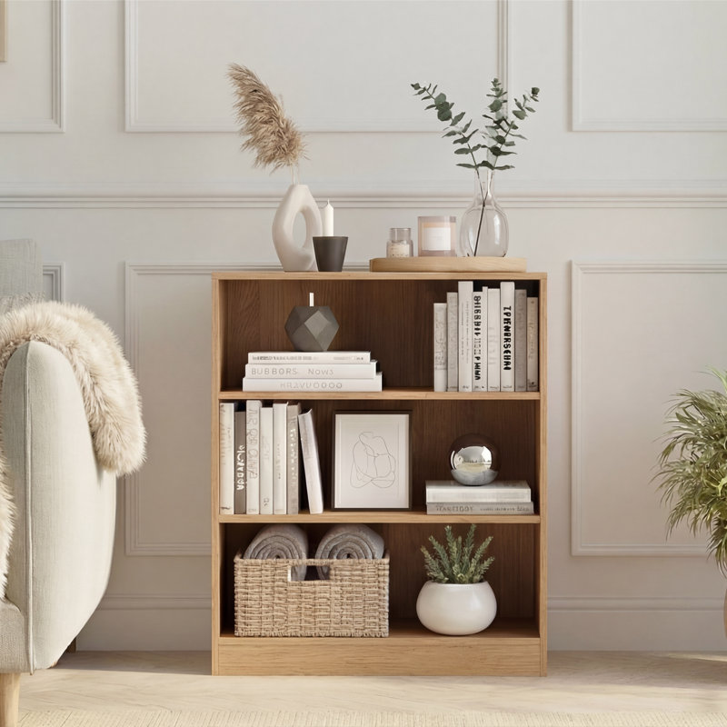 142cm H x 60cm W Standard Bookcase, Oak, (3 Shelves) 75cm H x 60cm W x 24cm D