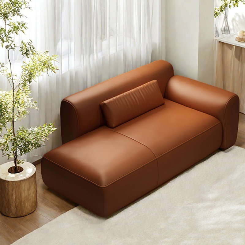 Méridienne légère et luxueuse en similicuir, Orienté à droite, Orange