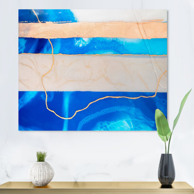 «Luxury Blue Fluid Marble Art II», reproduction sur toile flottante