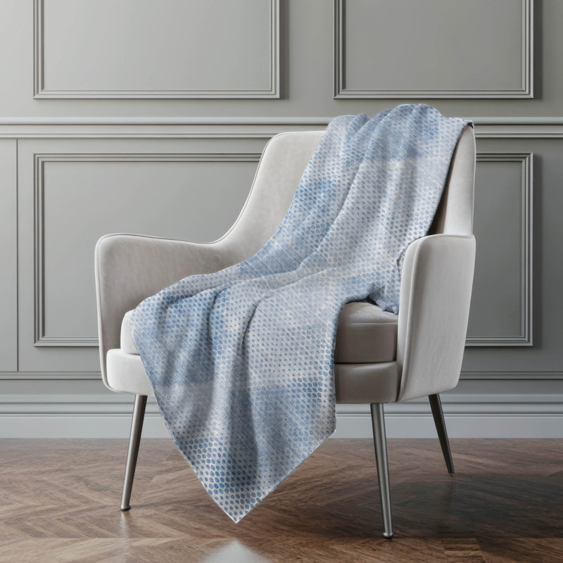 Jeté en sherpa floral Addison, Blue Geometric