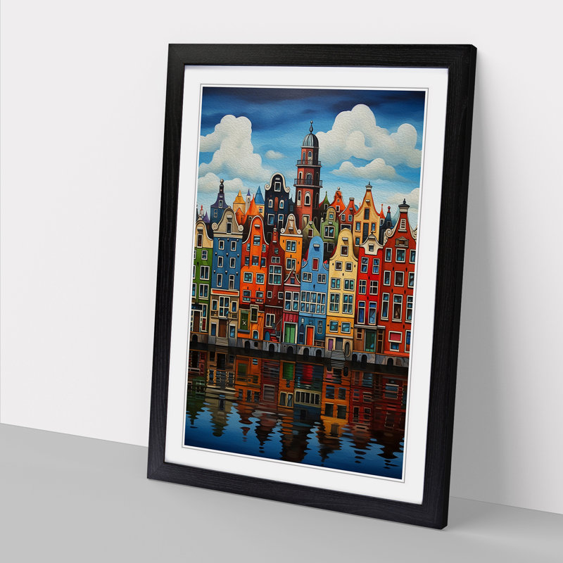 Amsterdam Hard Edge Painting Framed Print, 46cm H x 34cm W x 2cm D, Black