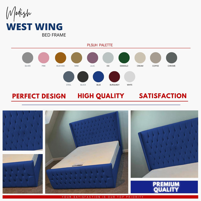 Dothan Upholstered Bed, Single (3'), Blue