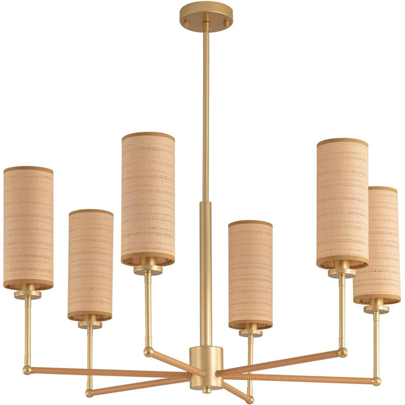 Lustre en rotin avec 6 lumières Boho