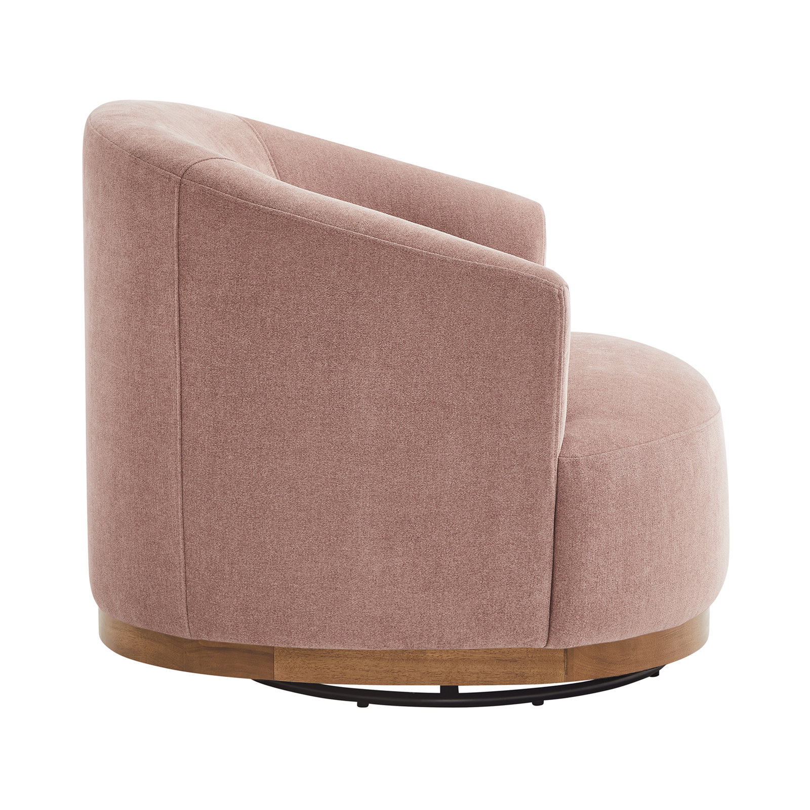 Aleshire Upholstered Swivel Accent Chair with Wood Base, Oak Wood with White Fabric, Clay Fabric