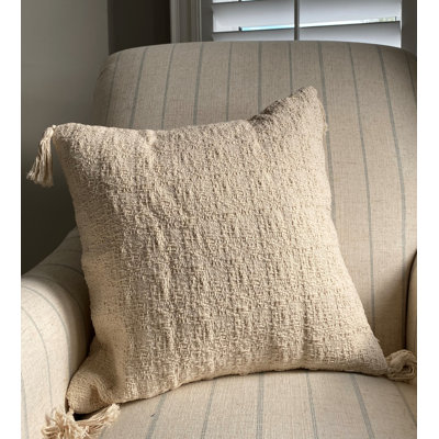 TRACY PILLOW - Coussin tricoté à pampilles avec insert - Blanc