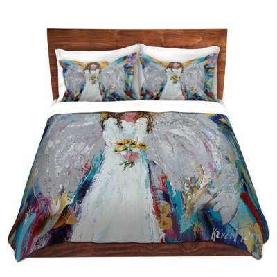 Ensemble de housse de couette ange avec fleurs