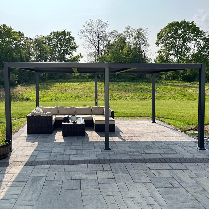 Aluminum Louvered Pergola, 92.58"H x 245.28"W x 137.2"D
