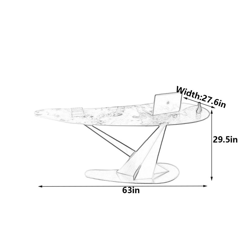 Bureau Modern Modern, H 29,5 po x l 63 po x P 27,6 po