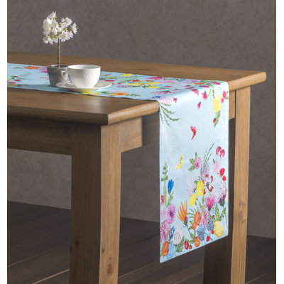 Maison d'Hermine  Jardin D'Ete - Fog 100% Cotton Table Runner - Single Layer - 14.5" x 72"