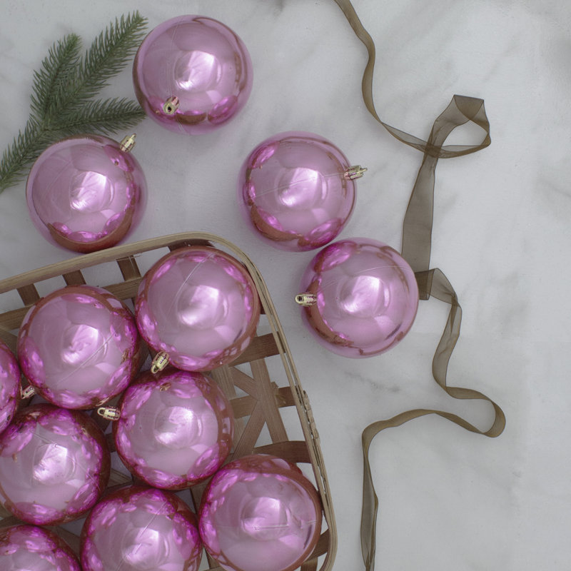 Boule de Noël brillante incassable, Rose bonbon