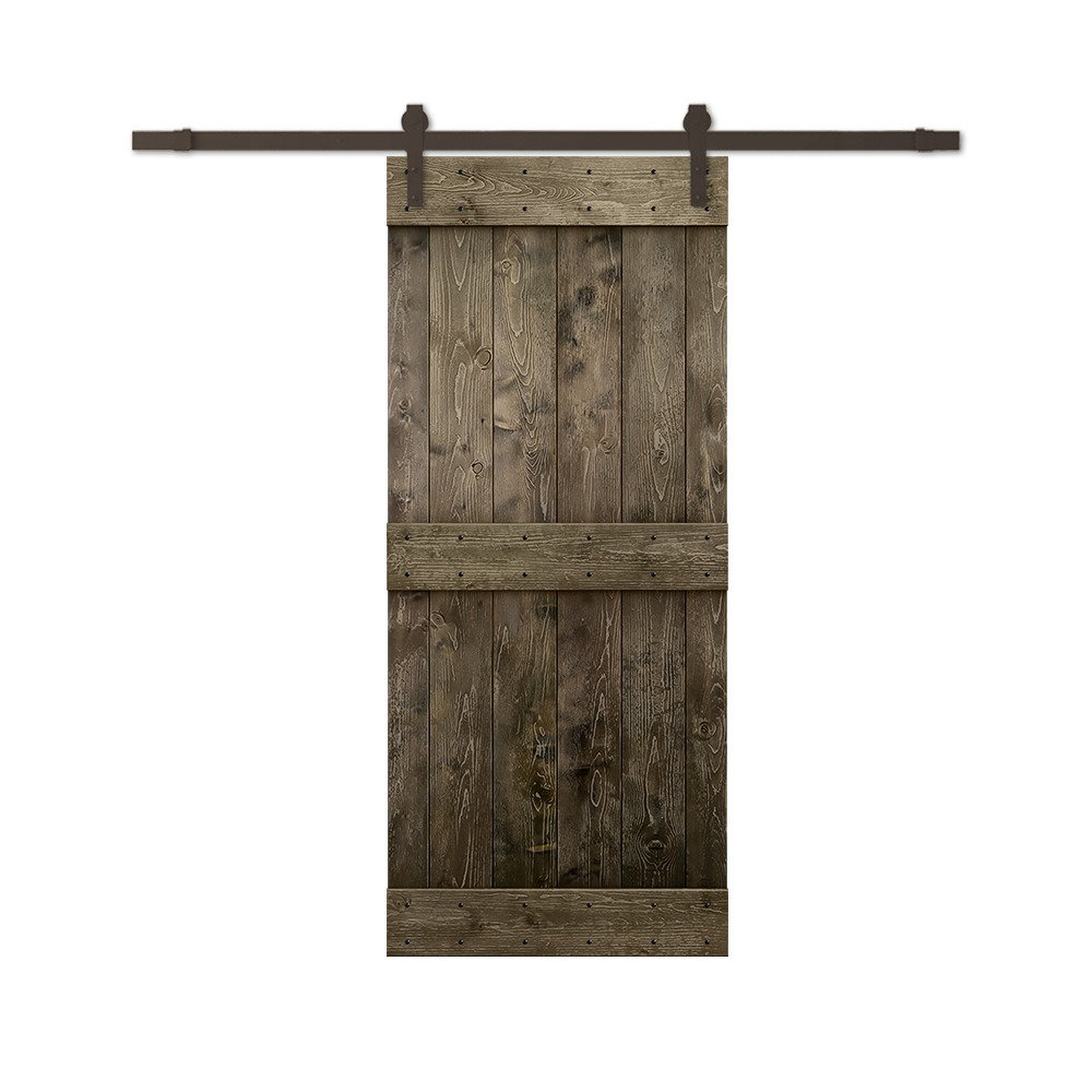 Calhome Paneled Wood and Metal MidBar Series Diy Barn Door with