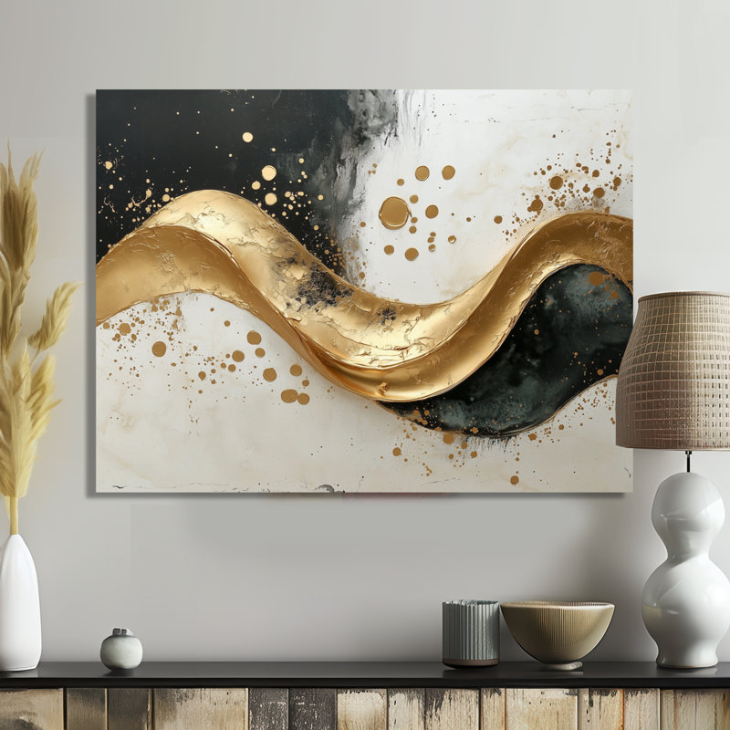 «Goldern», art transitionnel transitionnel et encre liquide foncé VI - art abstrait transitionnel moderne, H 30 po x l 40 po