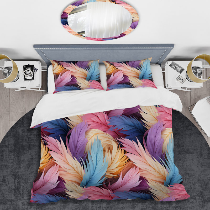Ensemble de housse de couette rose et beige, Housse de couette pour très grand lit et 2 très