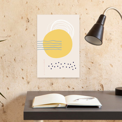 Abstract Yellow Circle Shapes Abstract Contemporary Geometric Wall Art Print 1 Piece Wrapped Canvas Wall Art